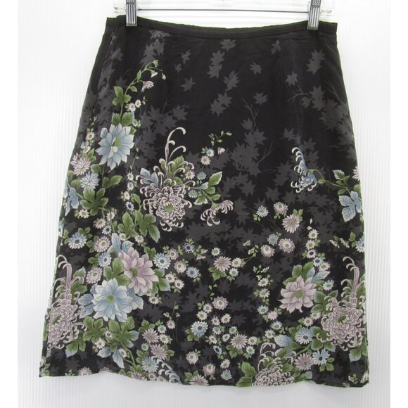 Lord & Taylor Skirt 6 Identity Silk A-Line Career Slit Floral Zip Up - Picture 5 of 9